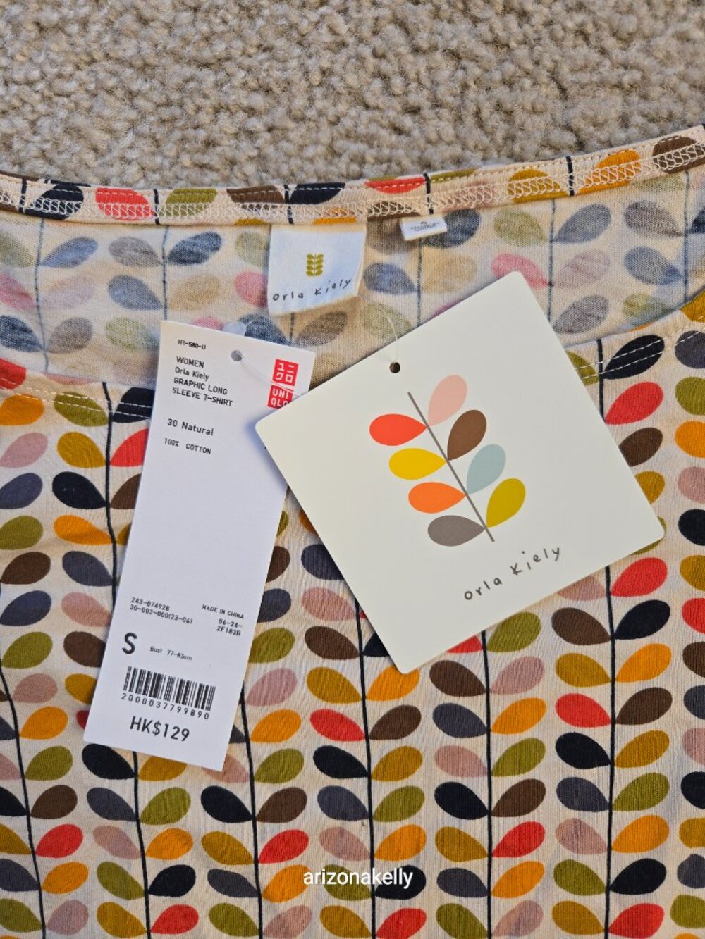 NWT Orla Kiely x Uniqlo 2012 Cotton Long Sleeve Shirt Multi Stem - Picture 2 of 7